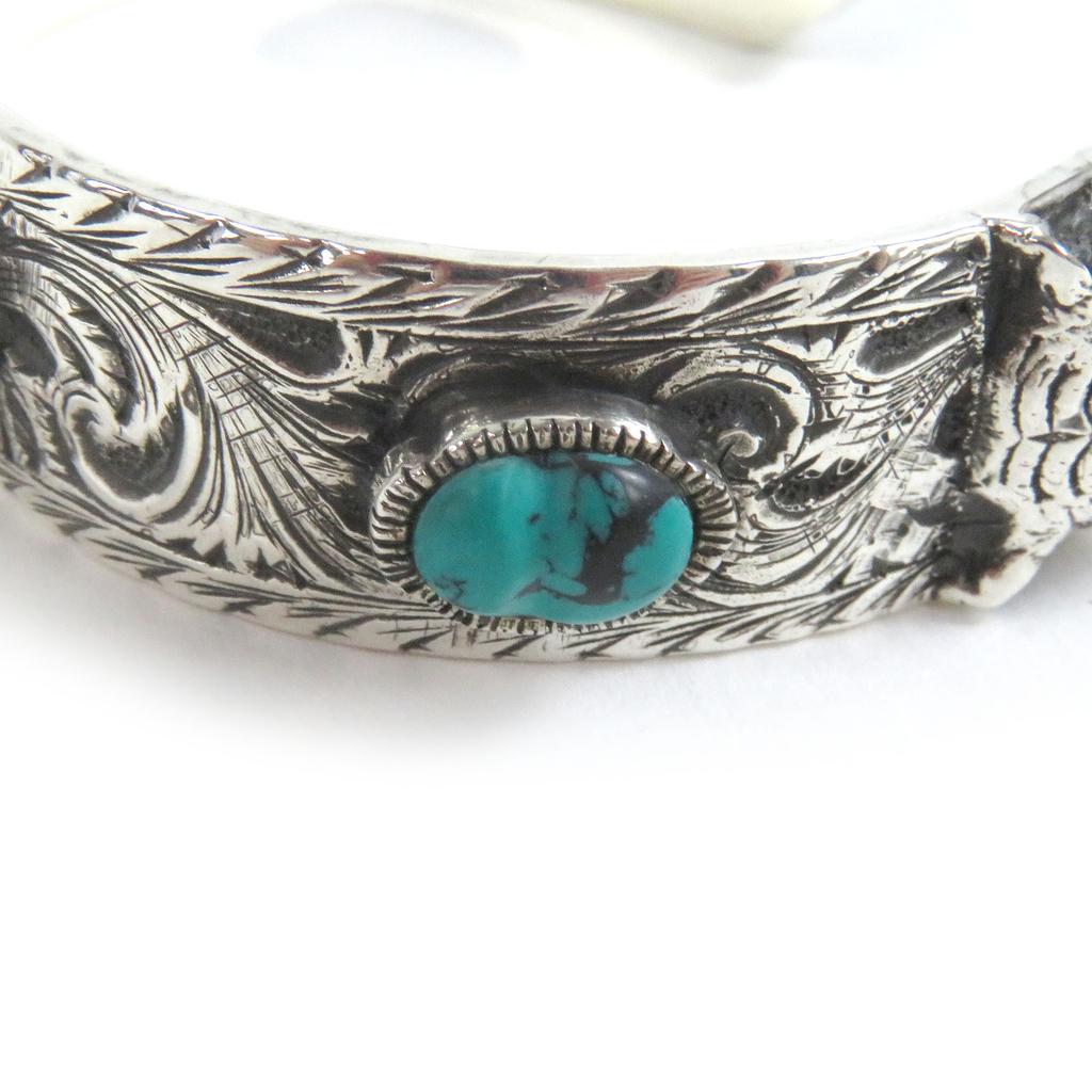 Great GUCCI Bangle Cat head Double G Le Marche des Merveilles Silver Turquoise Red Used