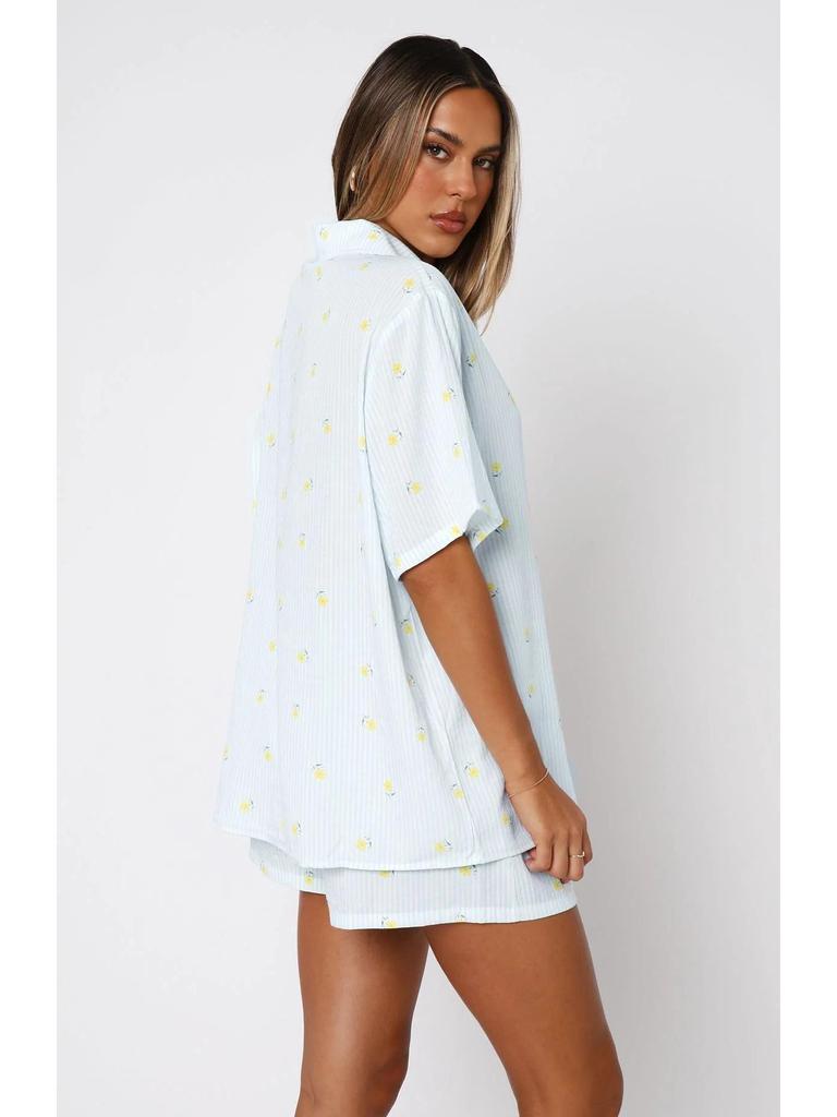 2026 Trendy Women's Personalized Print Casual Loose Shirt & Shorts Set