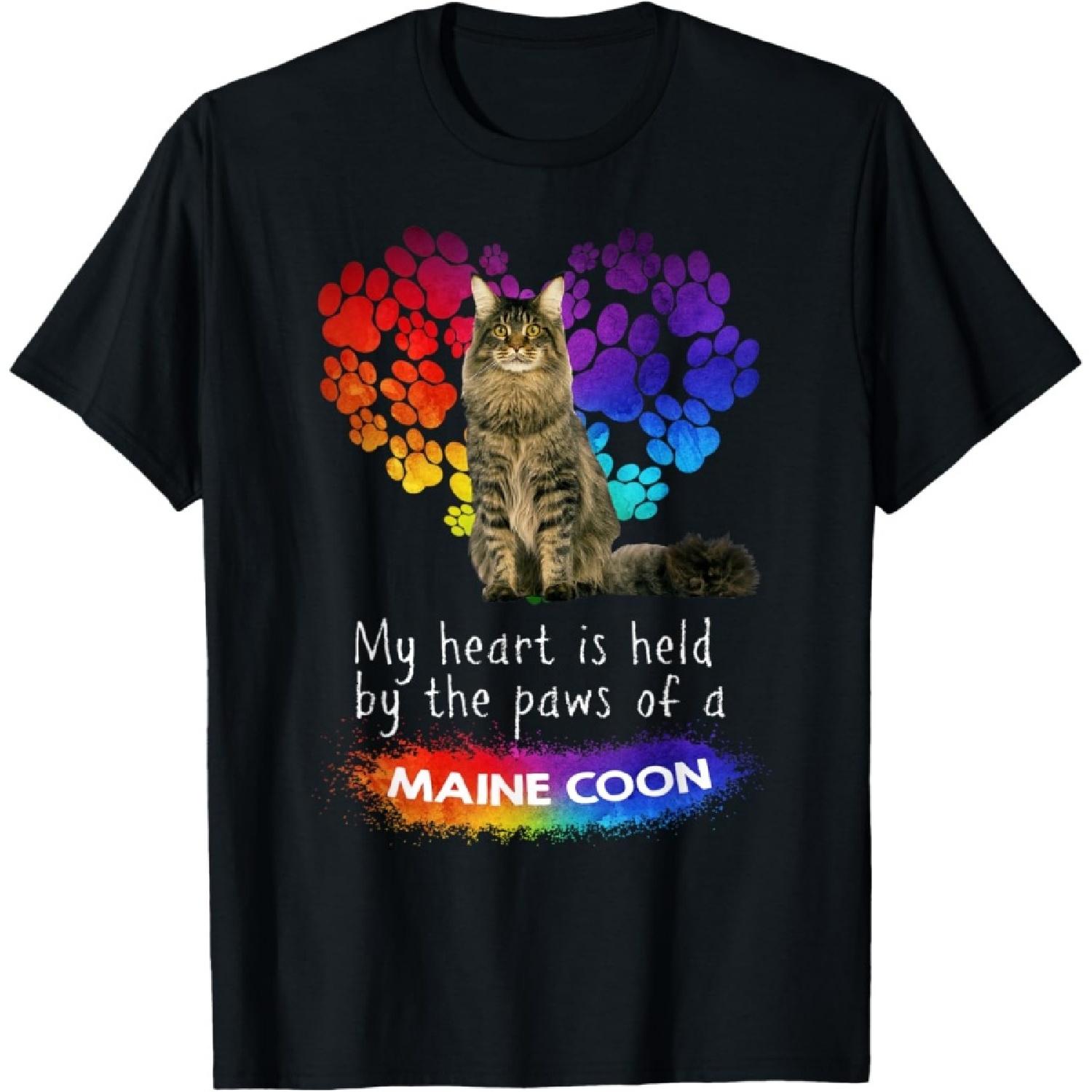 My Heart Is Held By The Paws Of A Maine Coon Cat T-Shirt S