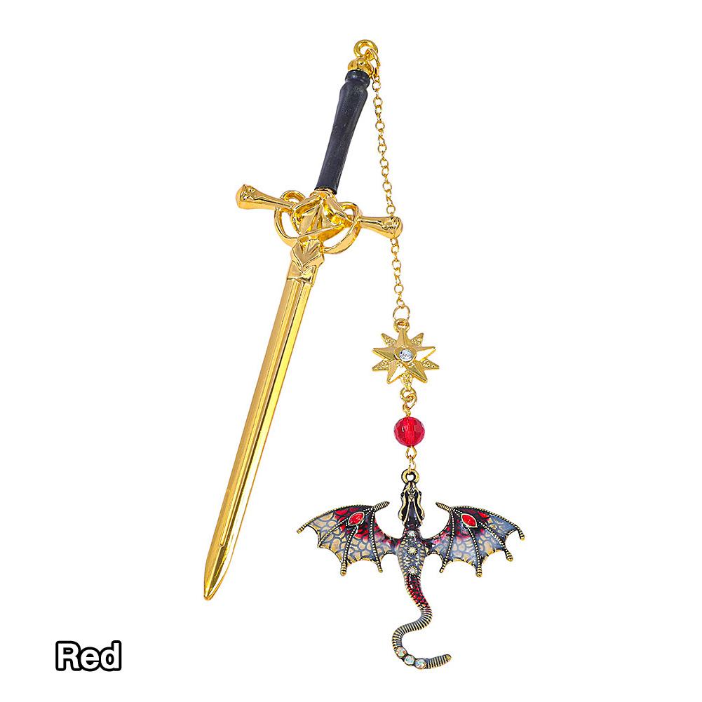 Fantasy Dragon Sword Bookmarks Gothic Reading Accessories Bag Pendant for Dragon Lovers Readers