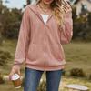 Women's Solid Color V-neck Zipper Loose Long Sweatshirt Jacket