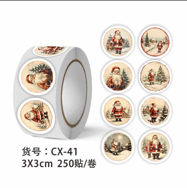 Vintage Christmas Stickers, Gift Decoration Stickers, Envelopes, Greeting Card Seals