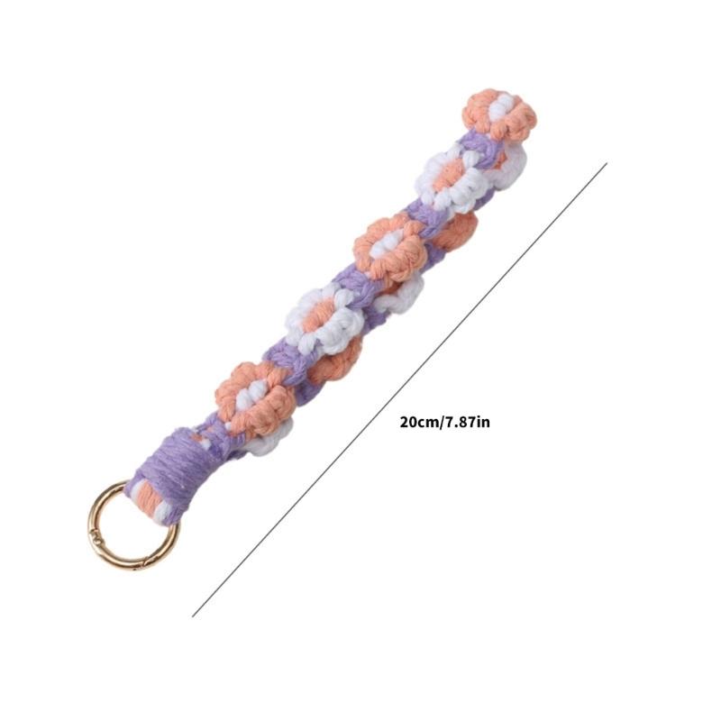 Handmade Crochet Daisy Keychain handwoven Cotton Rope Handwoven Bag Keys Accessory for Women Girls Gift