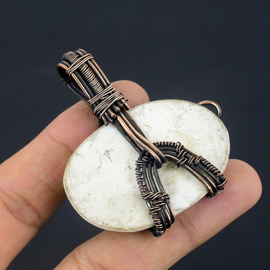 Moonstone 999 Copper Wire Wrapped Pendant, Handmade Gemstone Pendant, Gift For Mom Antique Jewelry