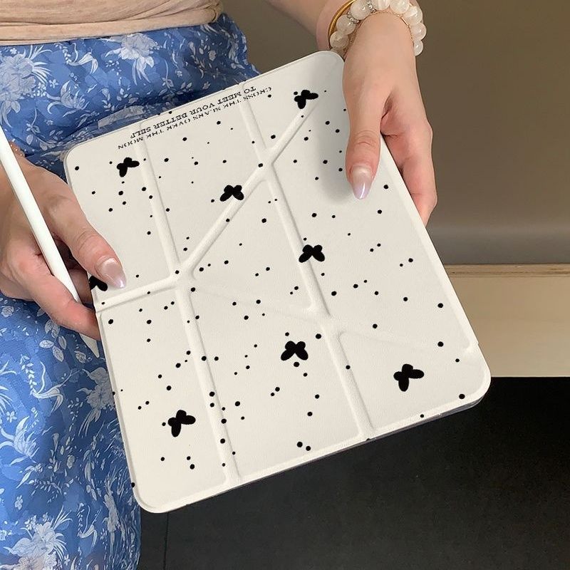 Splatter Ink Butterfly 3+Y Foldable iPad Pro 11inch Air6 Protective Case 10/9/8 Generation A16 Tablet MINI7 Protective Shell