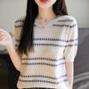 Summer New Round Neck Short-sleeved Sweater Hollow Pullover Fashion Jacquard Top