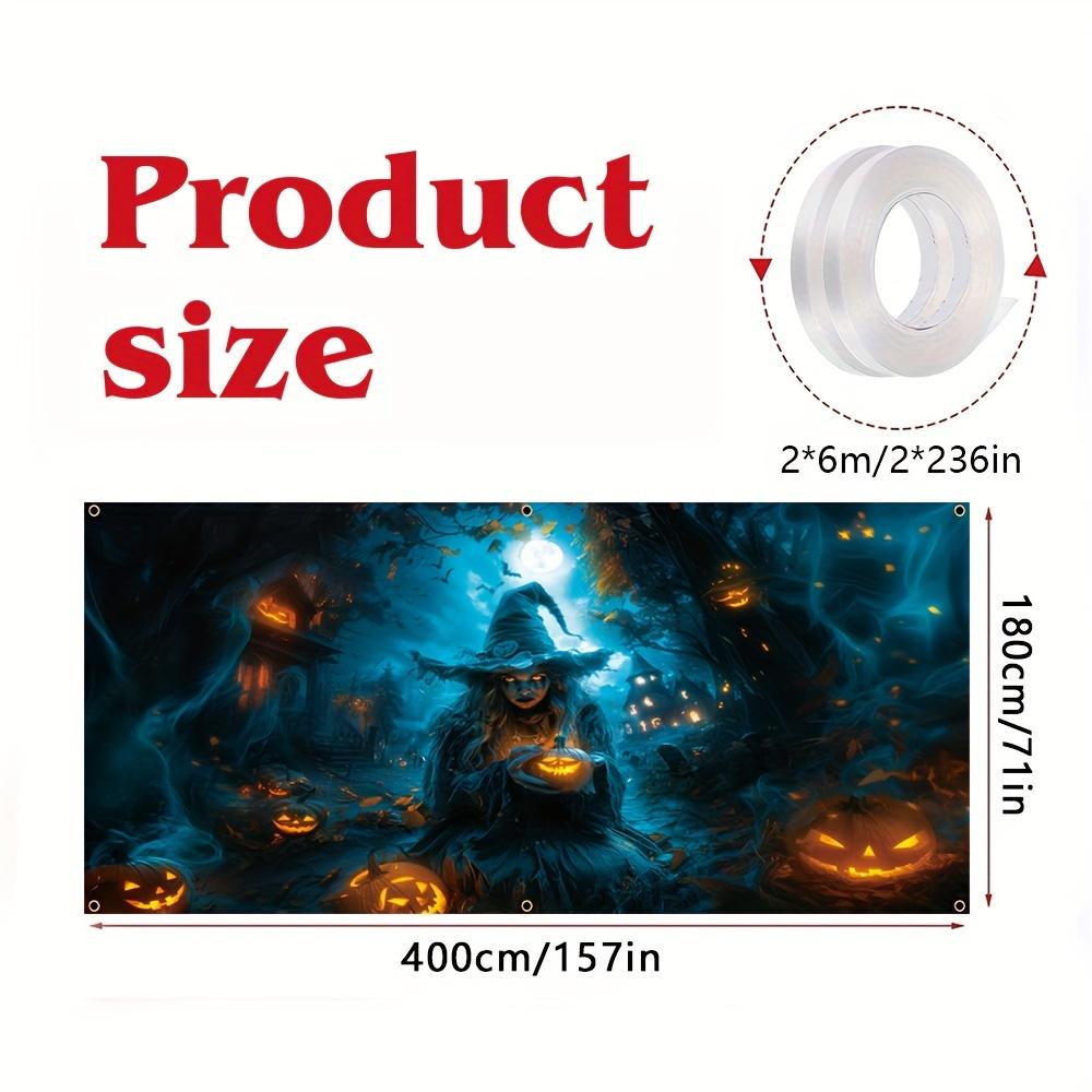 One 2D Flat Halloween Garage Polyester Background a Creepy Witch Castle Suitable for Halloween Decoration