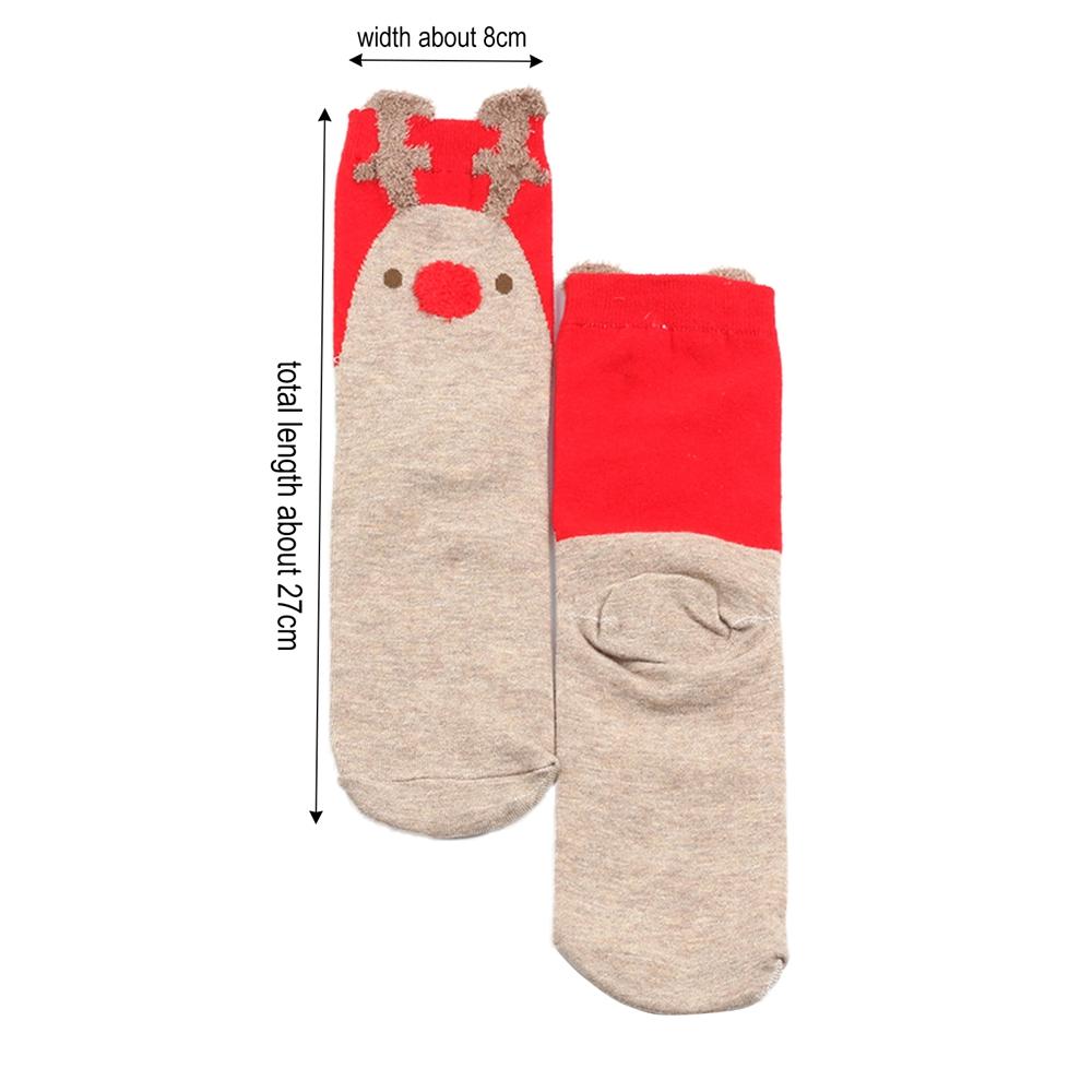 Women' Mid-Tube Warm Socks 3D Santa Claus Elk Print Soft Breathable Christmas Socks
