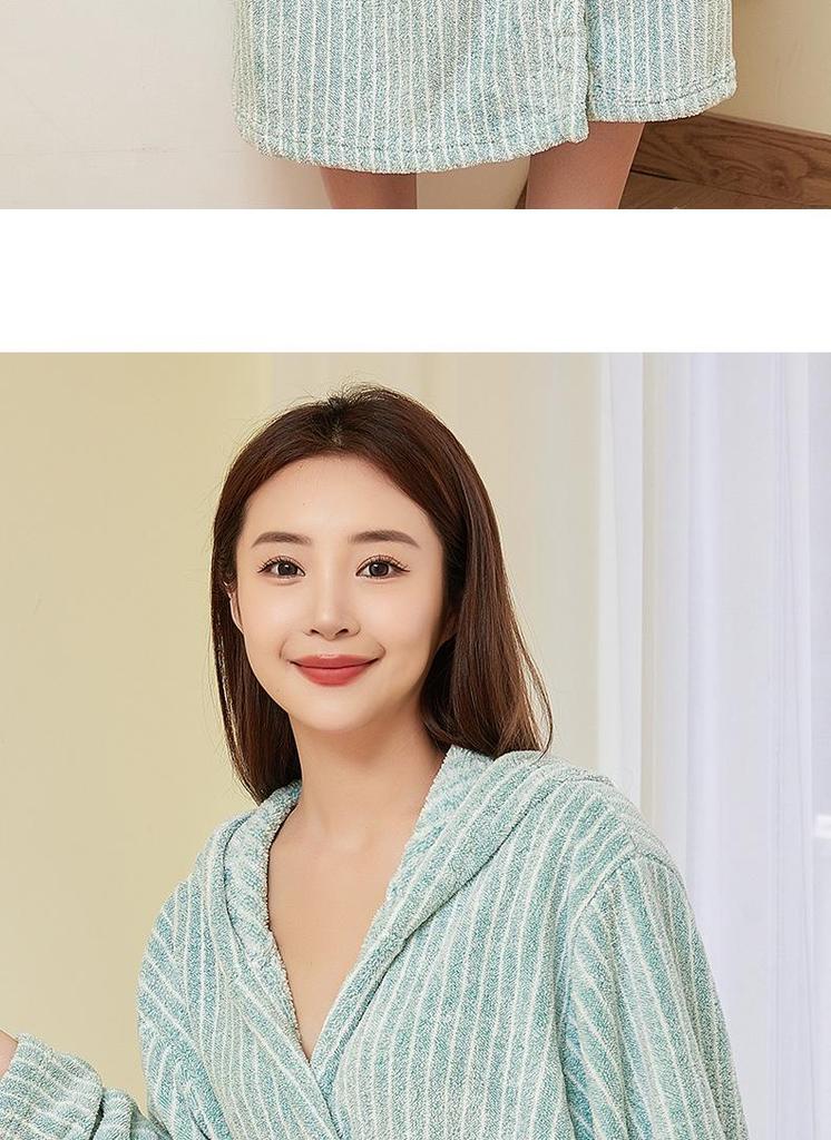 Coral Velvet Thickened Women's Bathrobe, Long Soft Nightgown, Couple's Robe, Comfortable Homewear