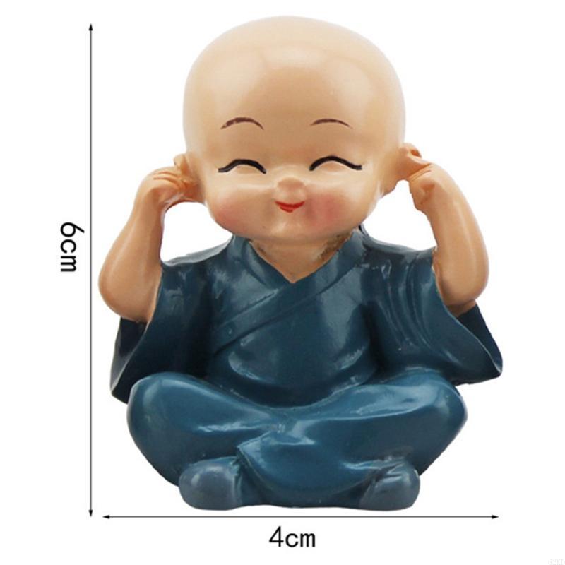 62KD 4 PCS Little Monk Statue Resin Ornament Little Monk Figurine Kung Fu Monk
