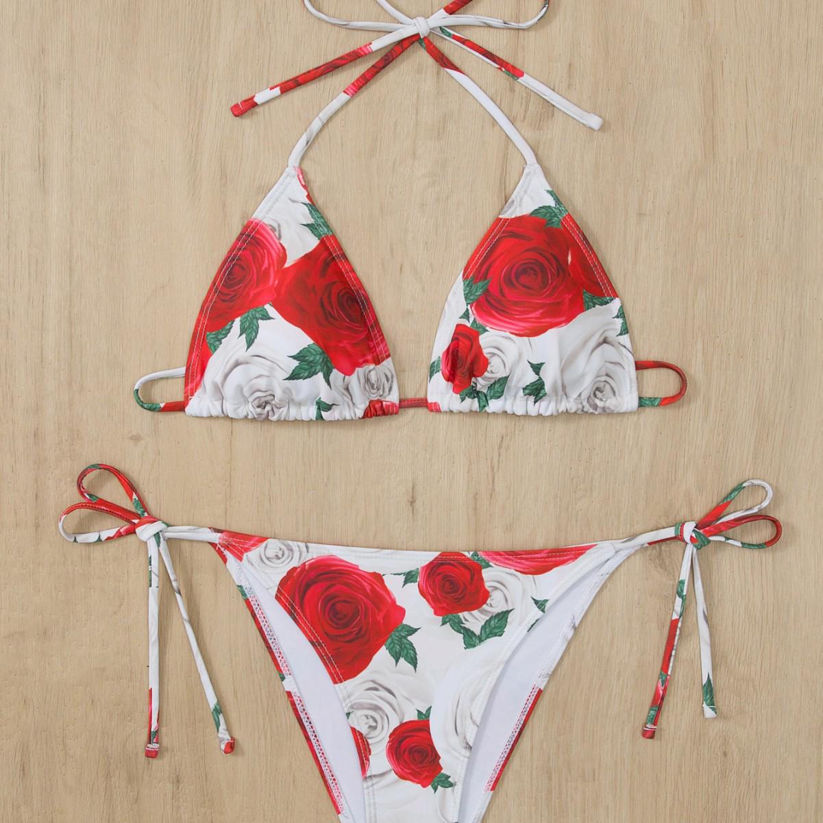 

European & American Sexy Tie-up Split Bikini Swimsuit for Women Large