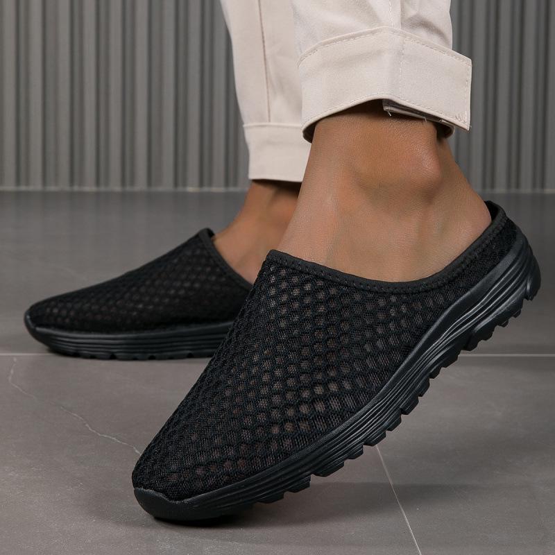 Breathable Flyknit Cutout Plus Size Ultralight Half-Slippers