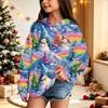 Blusão casual de lã polar para crianças com estampa de Natal e design com capuz
