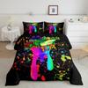 Peacock Feather Print Duvet Cover Bird Feathers Element Bedding Set Ultra Psychedelic Swirl Comforter Cover Colorful Bedclothes