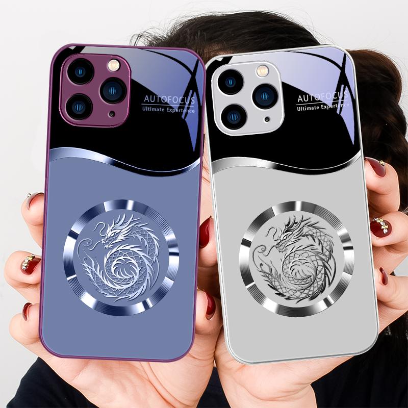 Schwarzer Totem Drachenseele Lila Für Iphone 15 14 13 12 Mini 11 Pro Max X XS XR 7 8 Plus 2020 22 SE Gehärtetes Glas Handyhülle