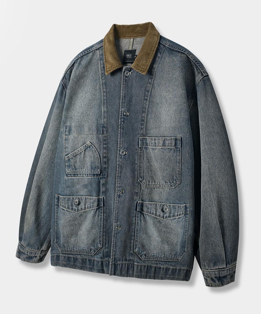 Dimitri Black French Work Jacket_Denim Dust Indigo