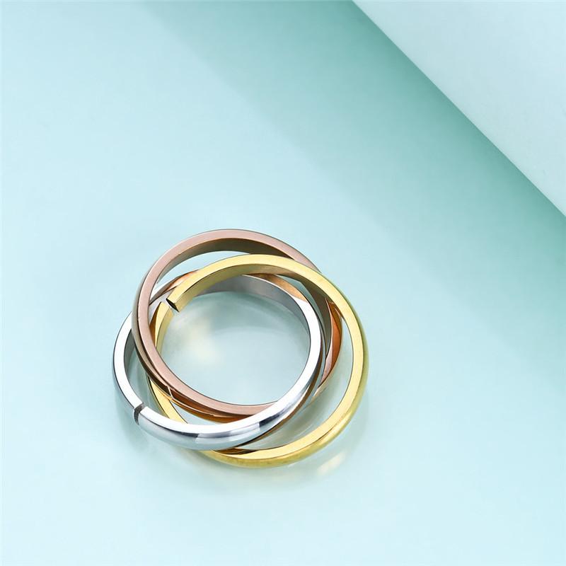 2mm Classic 3 Rounds Love Ring Sets for Women Luxury Stainless Steel Wedding Engagement Female Finger Jewelry Gifts Wholesale