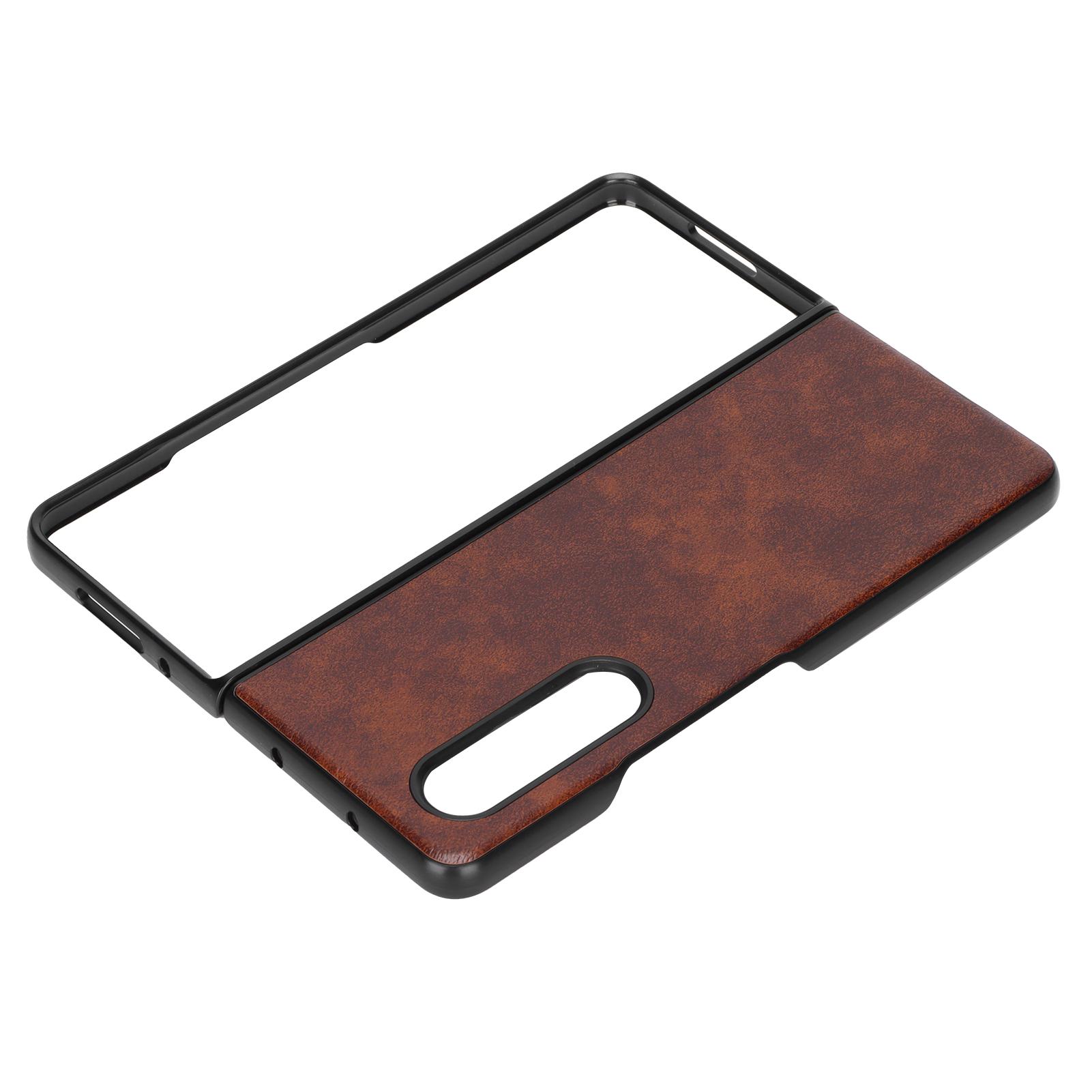 

Business Leather Pattern Phone Case Shockproof Phone Cover for Samsung Galaxy Z Fold 3 коричневий