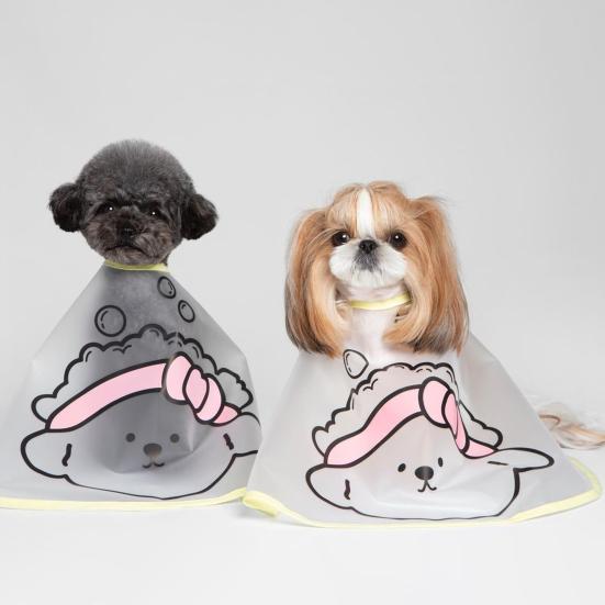 Pet Cloak Cartoon Pattern Waterproof Frosted Surface Clothes Dog Haircut Jacket Facial Care Cloak for Home Use