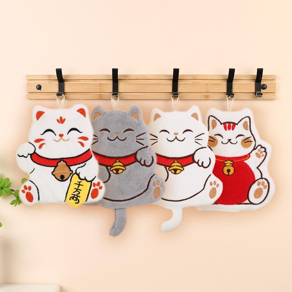 Süße Cartoon-Katze Küchenhandtücher Cartoon-Katze Saugfähiges Hängendes Handtuch für Badezimmer Küche Wischtuch Kinder Taschentuch