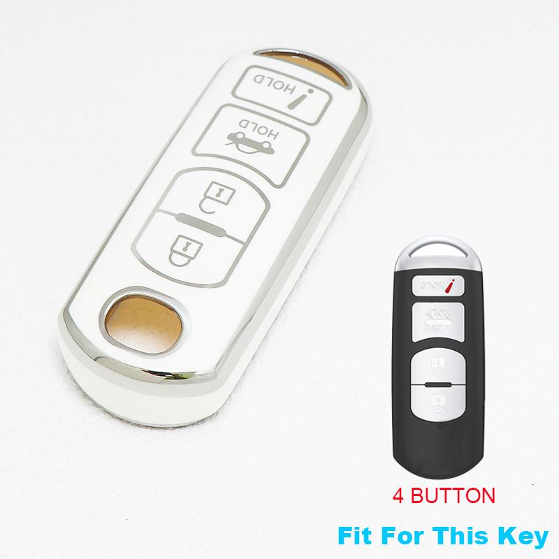 Gold Edge Tpu 4 Buttons Shell Fob Holder Bag Remote Car Key Case Cover For Mazda Cx-7 Cx-9 Axela Atenza 2 3 5 6 7 Cx-3 Cx-4 Cx-5