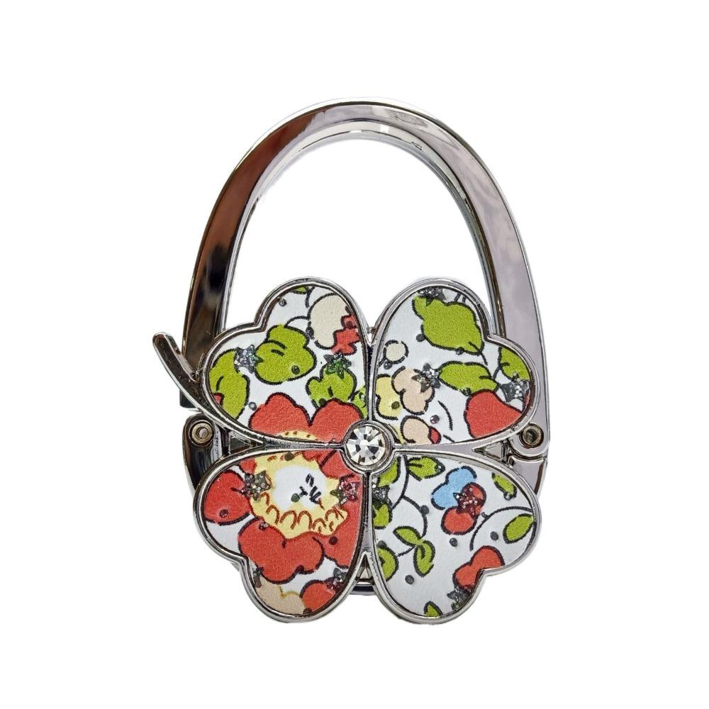 Durable Four Leaf Clover Handbag Hook Flowers Foldable Purse Hanger Creative Pretty Purse Holder for Table
