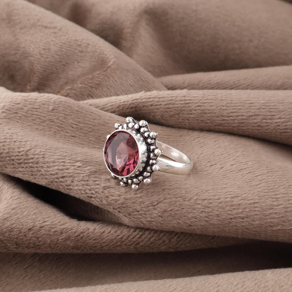 Rhodolite Gemstone Jewelry, Handmade Silver Jewelry, 925 Solid Sterling Silver Ring, Gorgeous Silver Ring For Wedding Gift