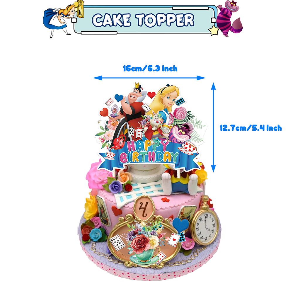 32Pcs Alice In Wonderland Party Decorations Includes Cake Topper, Balloon Banner