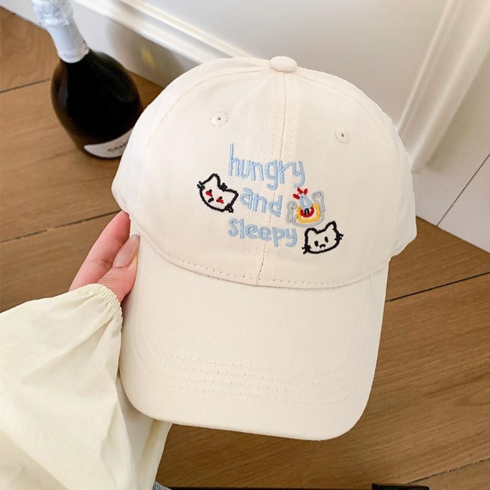 Cotton Letter Baseball Cap Embroidery Snapback Cap Fashion Cat Peaked Cap  Teenagers