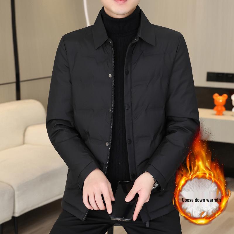 

2024 Winter Trendy Lightweight Lapel Down Jacket for Men 185 (150-165 lbs) чорний