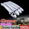 For Toyota 4Runner N210 2003 - 2009 Chrome Handle Cover Trim Set SW4 Hilux Surf 2004 2005 2007 Accessories Sticker Car Styling