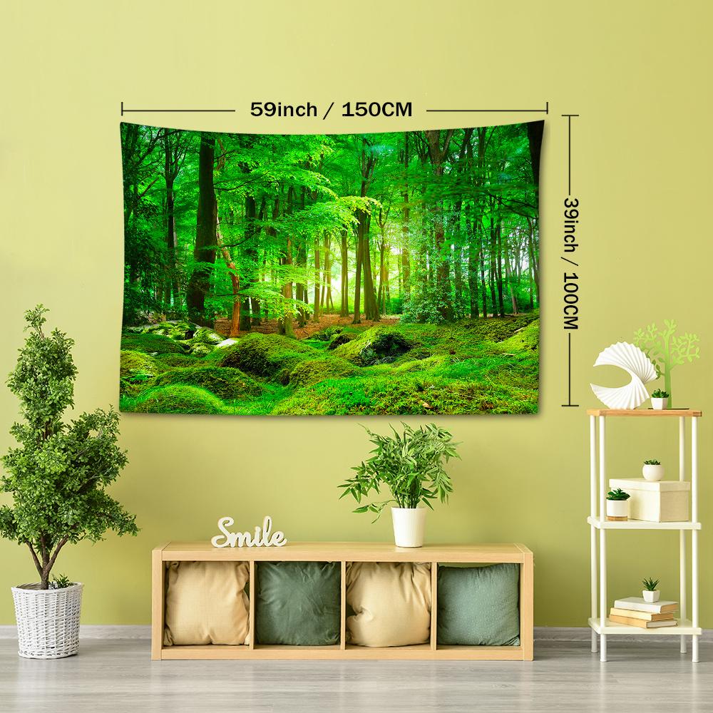 1pc, Jungle Trees & Grass Tapestry, 126x71inch, Polyester Wall Hanging, Soft and Flat Fabric, No Power Needed, Woven, Natural Style Room Decor, Living