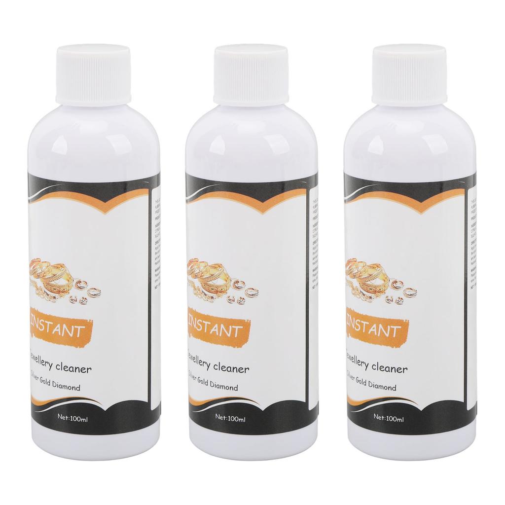 3 Bouteilles 100ml Liquide Nettoyant Bijoux Solution d'Entretien de Surface Agent Nettoyant Décontaminant pour