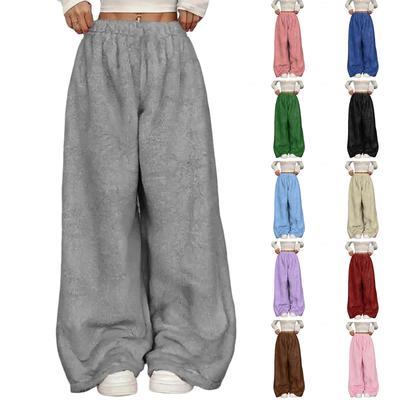 Women's Casual And Fashionable Elastic Waist Loose Wide Leg Pants