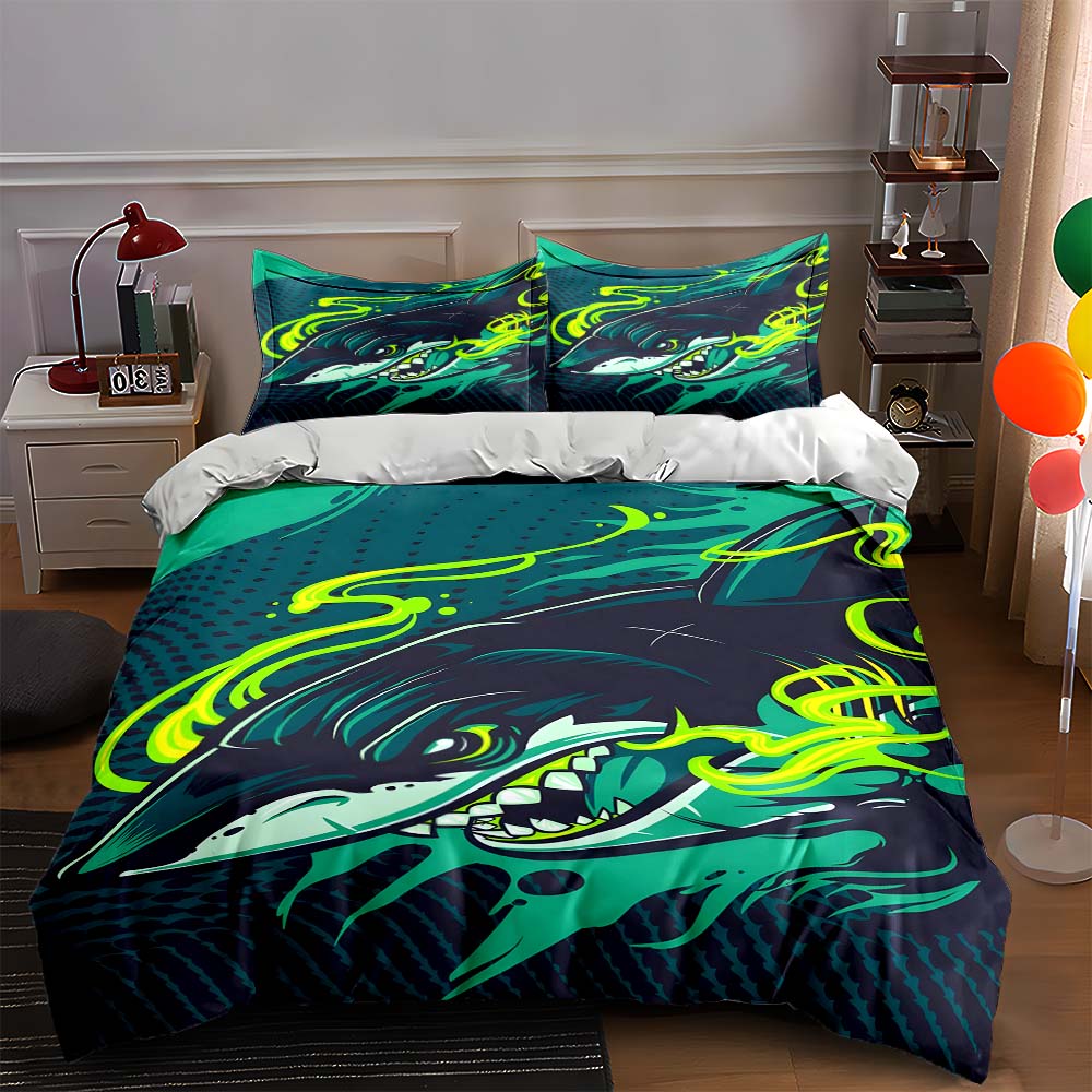 

Shark, vibrant, dynamic. Bedding Duvet cover sets Duvet covers Pillowcases gifts (1 * Duvet Cover 2 * Pillowcases, without duvet insert) 135x200cm