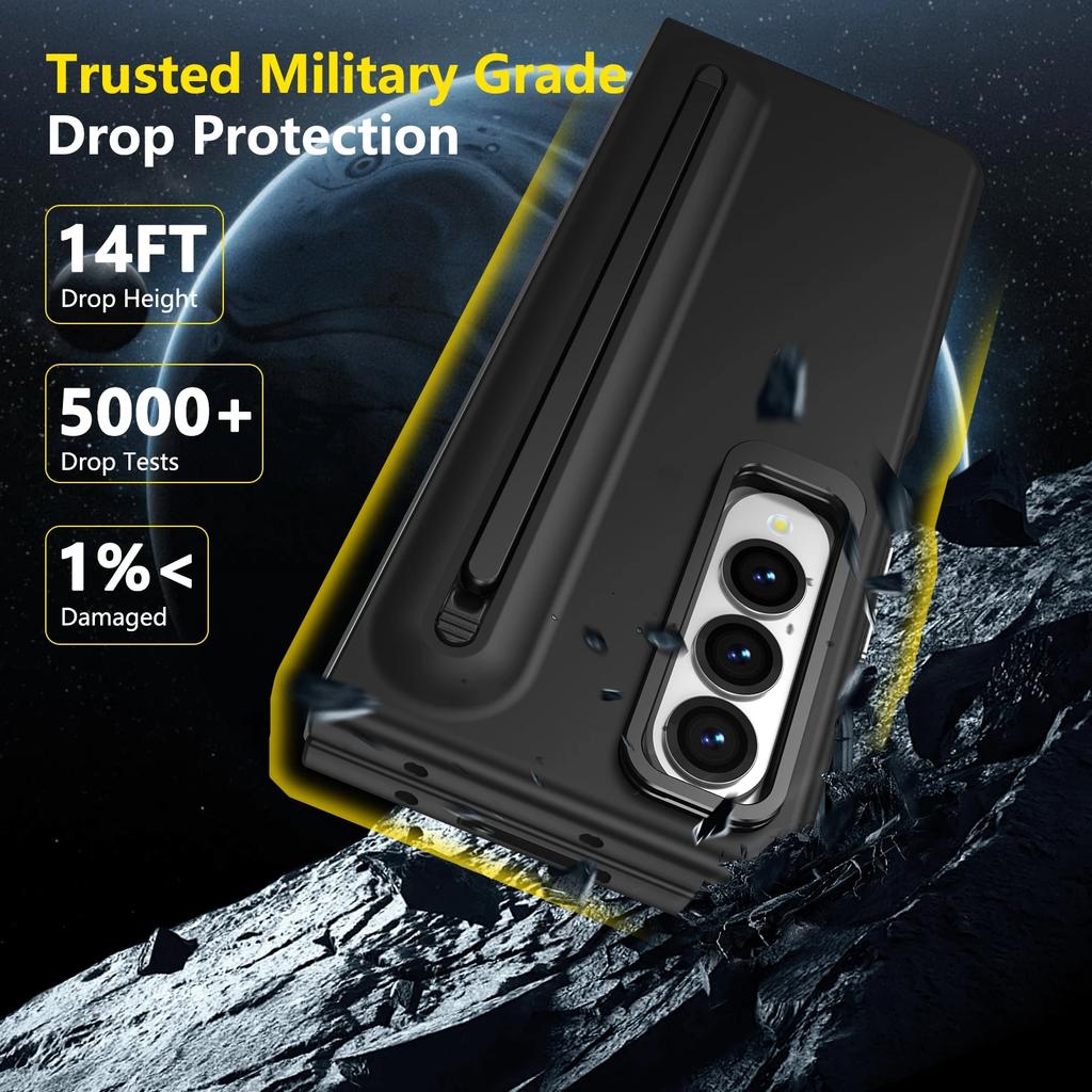 S držákem na stylusové pero Funda pouzdro na telefon pro Samsung Galaxy Z Fold 7 6 5 4 3 Přední sklo Kovový objektiv Stojánek PC Ochranný kryt Capa