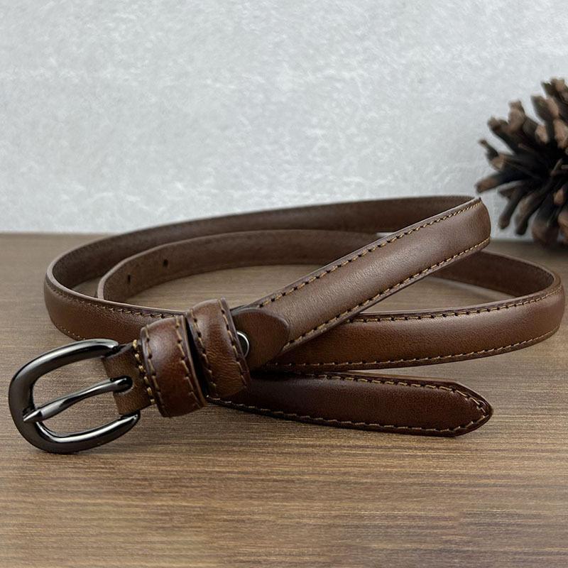 Pásek Dámský Ležérní Business Módní Kožený Jednoduchá Dekorace Tenký Pásek Niche Trend První Vrstva Hovězí Kůže Pásek