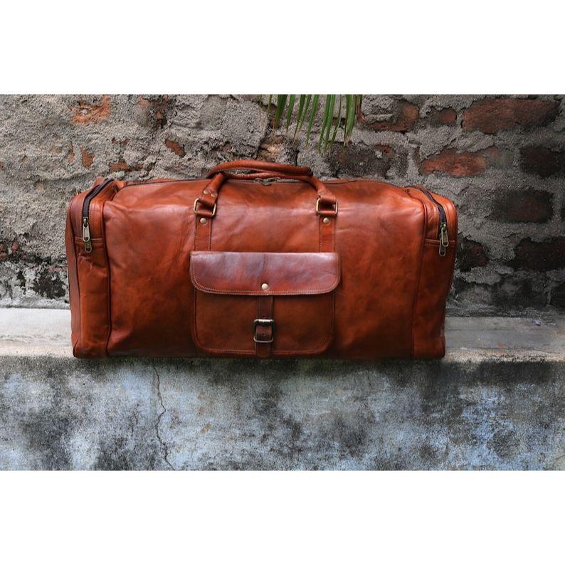 Personalized Leather Duffle Bag Travel Carry-on Luggage Overnight Gym Weekender Bag Unique Groomsmen Gift Oversized Duffel Bag