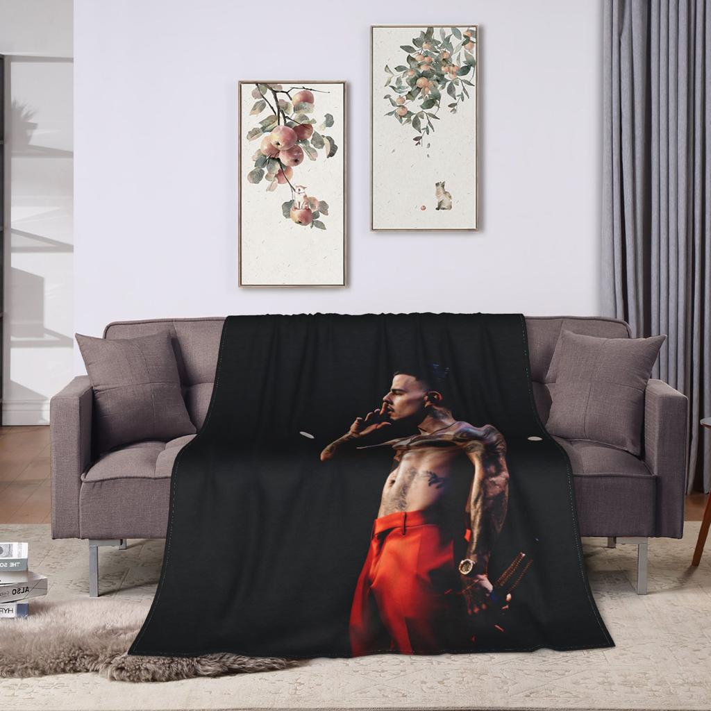 Soft Warm Blanket Travel Office Rauw Alejandro Singer Rapper Throw Blanket Flannel Bedspread For Couch Chair Sofa Bed Sofa Bed