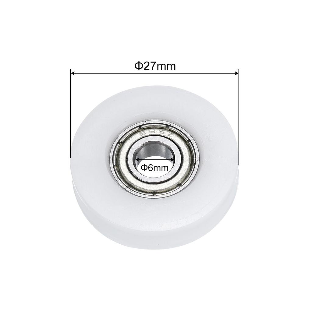 uxcell 8pcs Nylon Pulley U-Groove Ball Bearing 6x27x7mm U Groove Roller Wheel (GCr15) Chrome Steel Bearing AB EC3