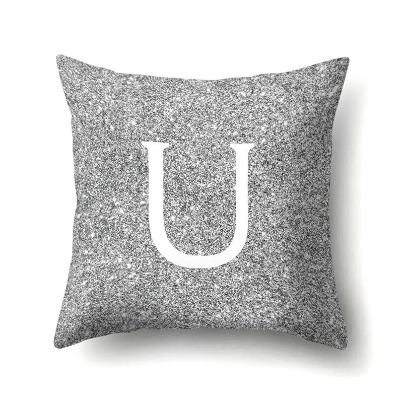 Polyester Pillowcase Home Decoration Gray Bottom Pillowcase 26 English Letter Cushion Cover