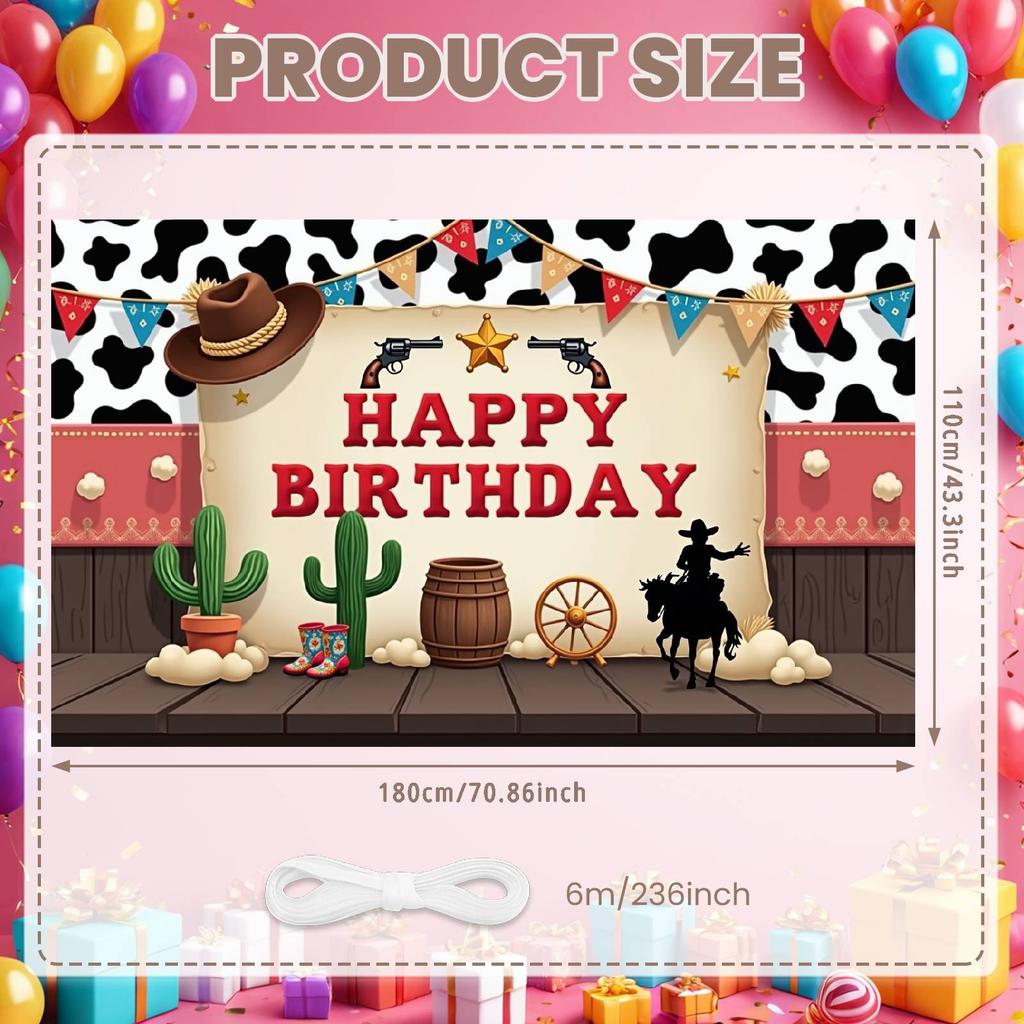 Rodeo Birthday Banner Cowboy Riding  Rodeo Party Display Wild West Birthday Banner Gold Star Embellishment