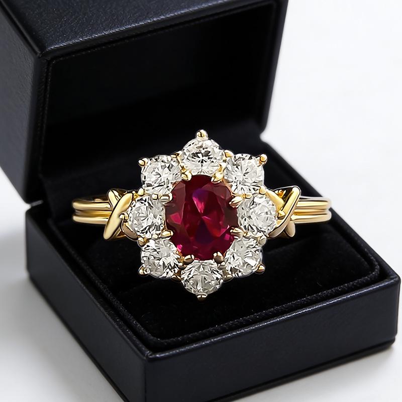 

Luoxi Temple Ice Flower Cut 925 Silver Diamond Ring - 12*14mm Square Design, High-End Luxury Feel Size 8