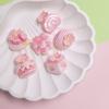 100PCS Pink Mini Flower Cake Series Resin Flatback Cabochons for Hairpin Scrapbooking DIY Jewelry Craft Decoration Accessories