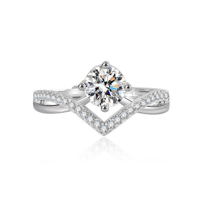 Princess Crown 1-Carat Simulated Moissanite Diamond Ring with Round Band - Elegant Little Fragrance Style.