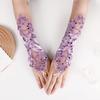 Satin Embroidery Hollow Out Beaded Gloves For Wedding Dresses Sequins Fingerless Wedding Accessories Elegant Bridal Gloves