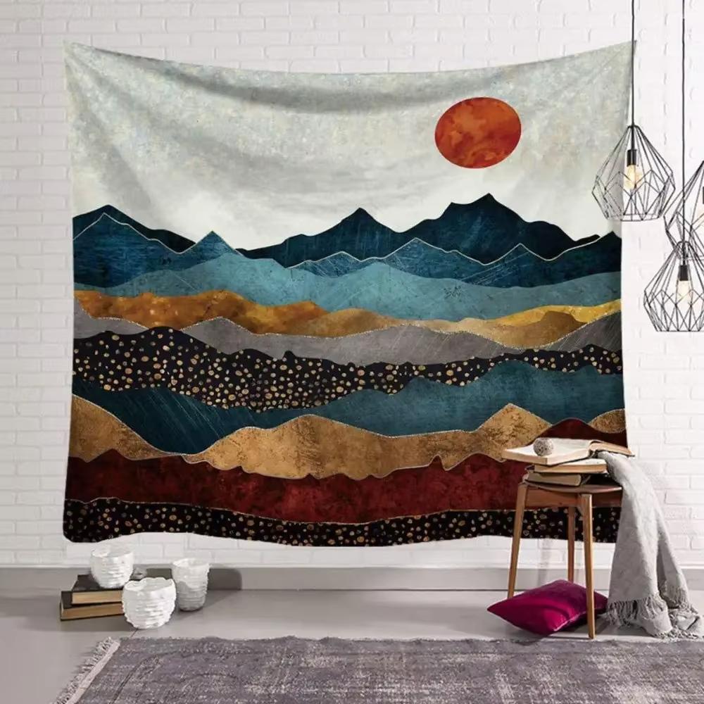 Mountain Forest Sunset Party Backdrop Tapestry Nature Landscape Photo Booth Background for Outdoor Camping Events Decor