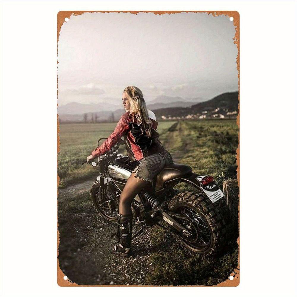 Vintage Motorcycle Metal Tin Sign Retro Biker Garage Wall Decor Industrial Style Art