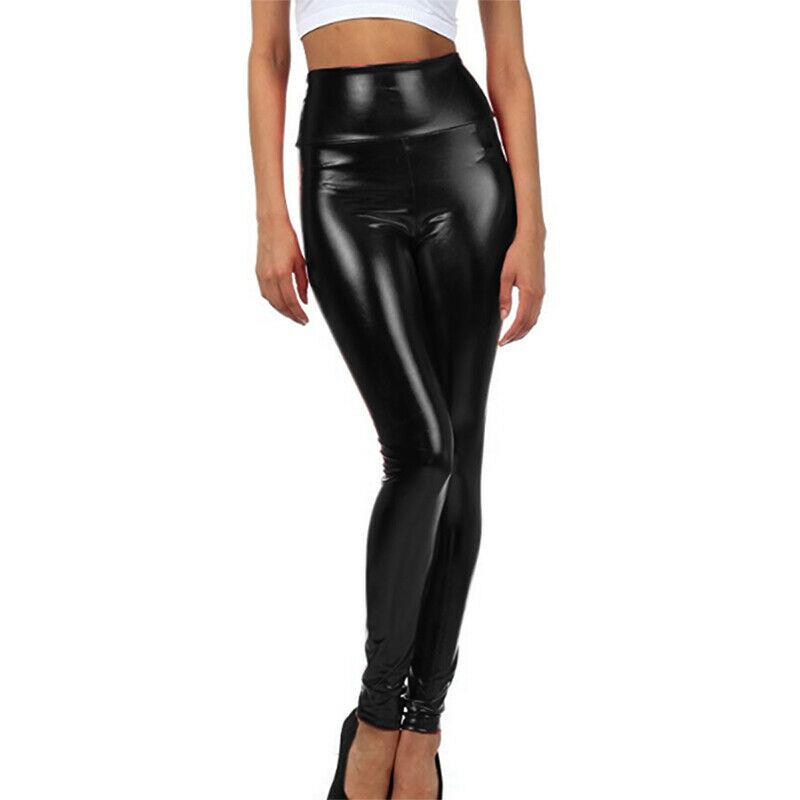 Buy Womens High Waist Wet Look Liquid 