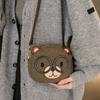 Korean Retro Cute Bear Crossbody Bag Women Brown Plush Small Capacity Mini Shoulder Bag Ladies Cartoon Round Versatile Purse New